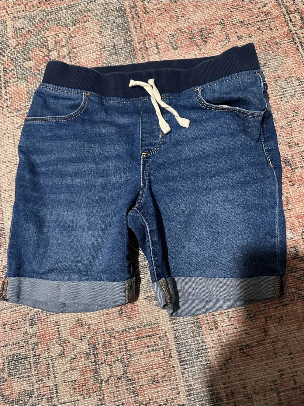 wonder nation Navy Blue Denim Drawstring Shorts